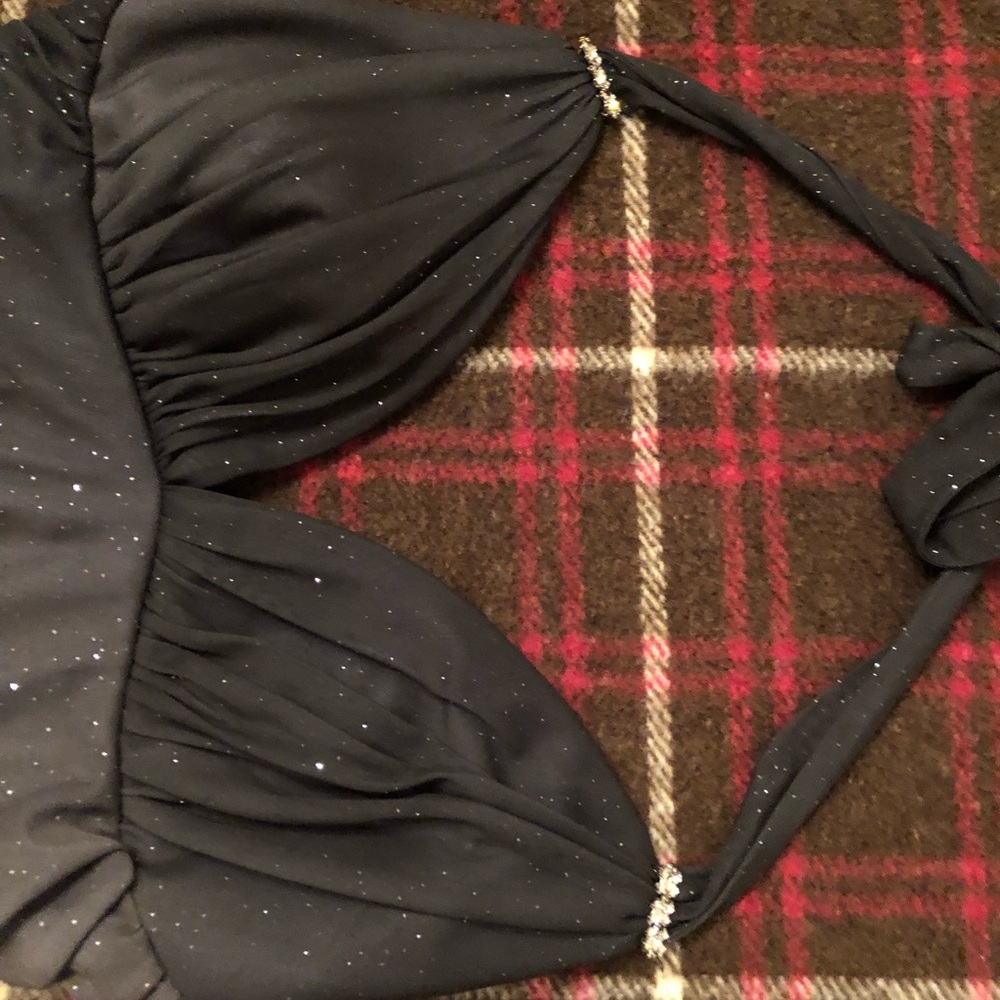 Black and gray cocktail dress with sparkle.